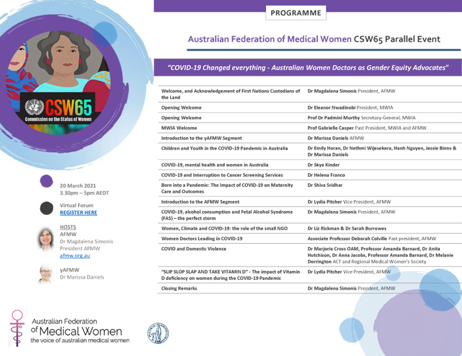 AFMW hosted Parallel CSW65 Event flyer