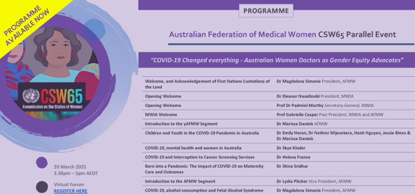 AFMW hosted Parallel CSW65 Event Programme Released