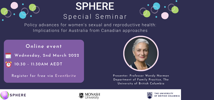 SPHERE Special Seminar - Professor Wendy Norman invitation