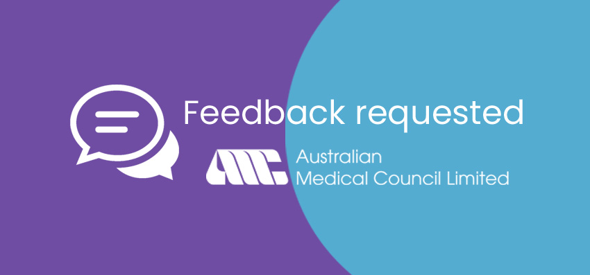 Australian Medical Council logo and feedback request
