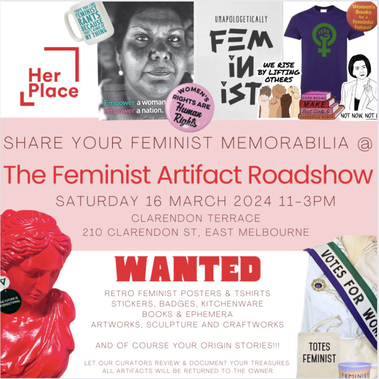 Her Place Open Day 2024: The Feminist Artifact Road Show flyer
