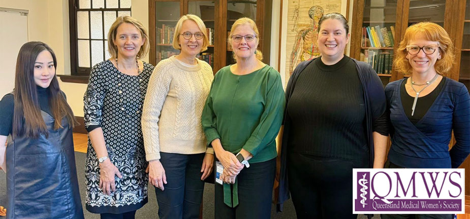 Dr. Lydia Pitcher, Dr. Kathryn Mainstone, Dr. Barbara Woodhouse, Dr. Anna Raymond, and Dr. Chloe Hang at the inaugural meeting of the QMWS Centennial Celebration Working Group