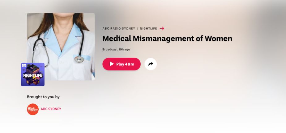 ABC radio interview link to listen to Medical Mismanagement of Women interview