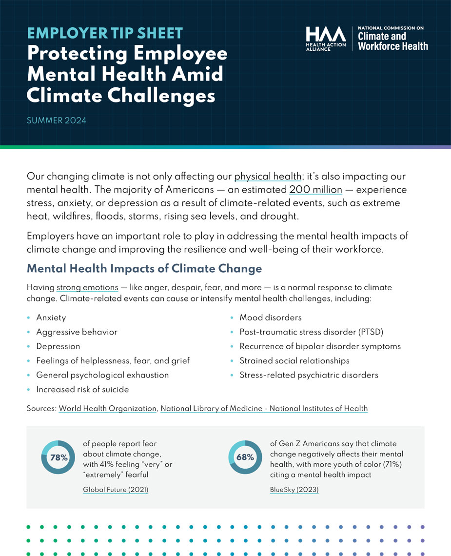 Protecting employee mental health amid climate health emergencies employer tip sheet