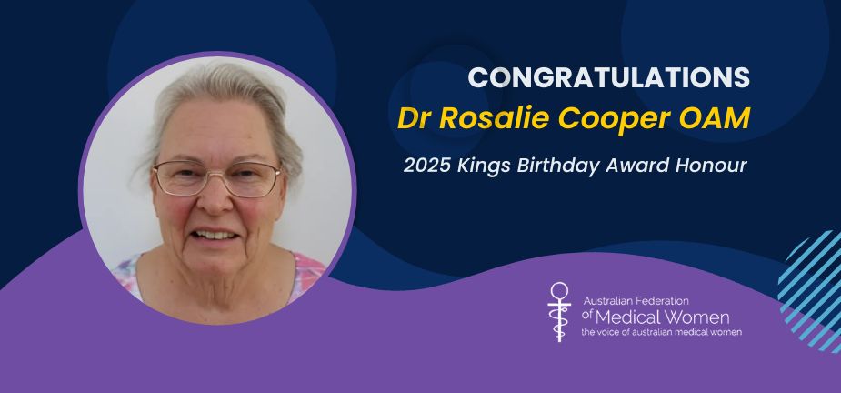 Dr Rosalie Cooper OAM, 2025 Kings Birthday Award Honour