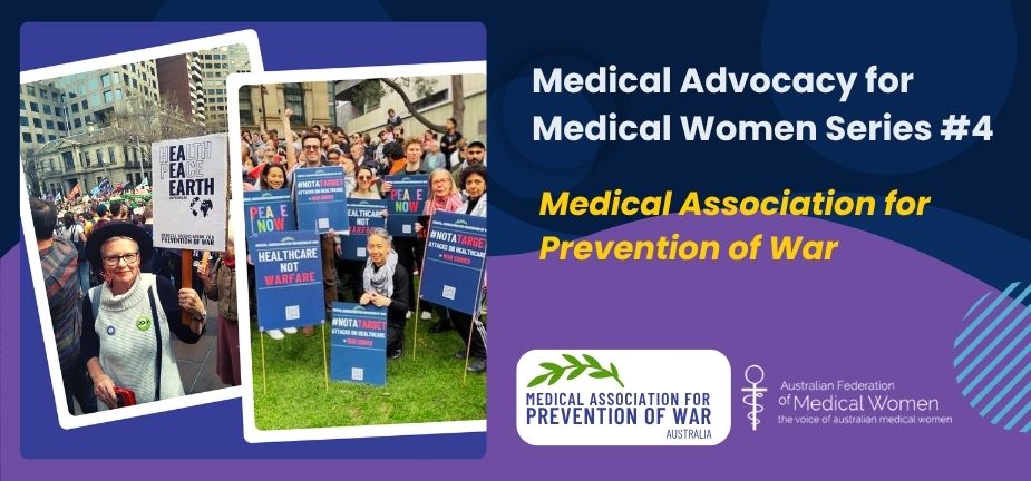 Medical Association for Prevention of War: protesting with placards