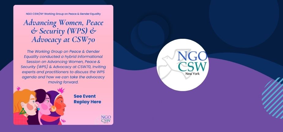 NGO CSW/NY Peace and Gender Equality Working Group Signup notice