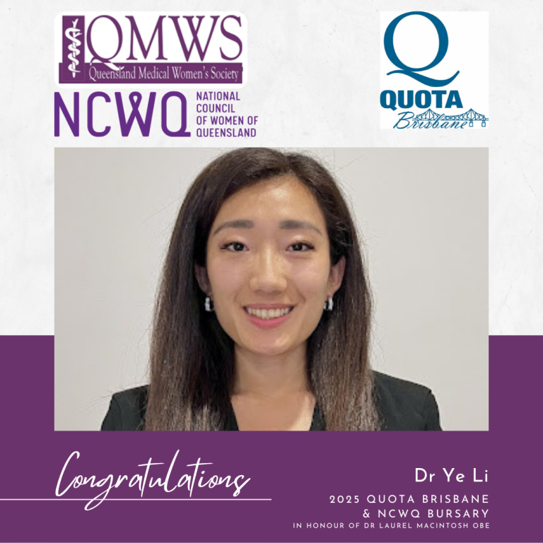 Dr Ye Li, QMWS NCWQ Bursary Recipient 2025