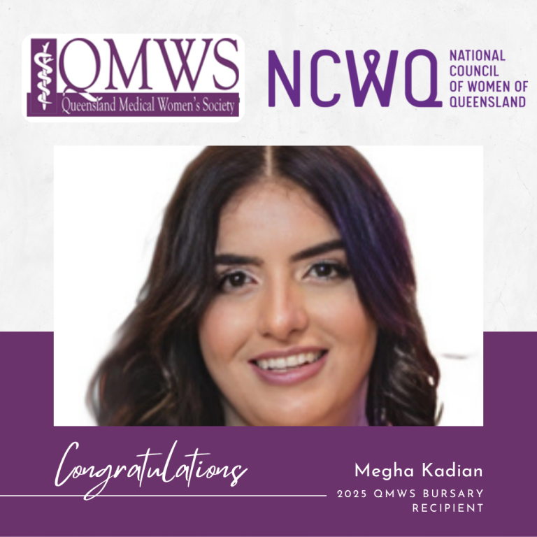 Megha Kadian, QMWS NCWQ Bursary Recipient 2025